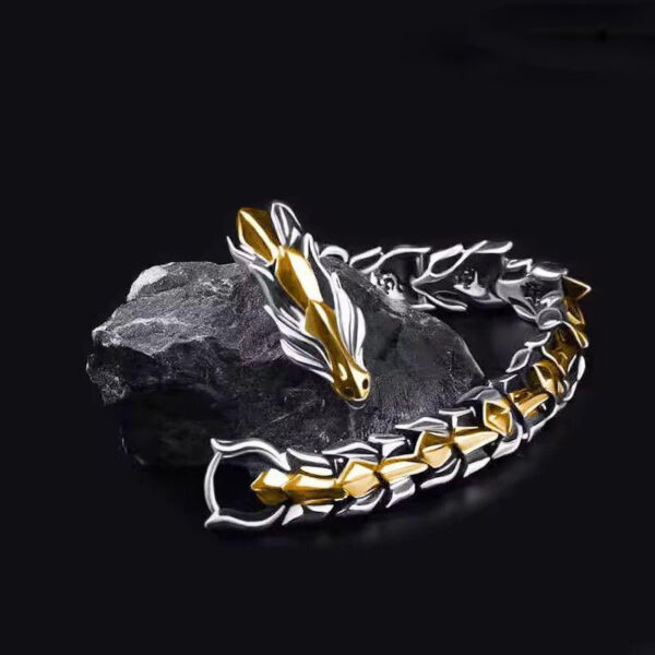 Majestic Dragon Chain Bracelet – Dual-Tone Stainless Steel