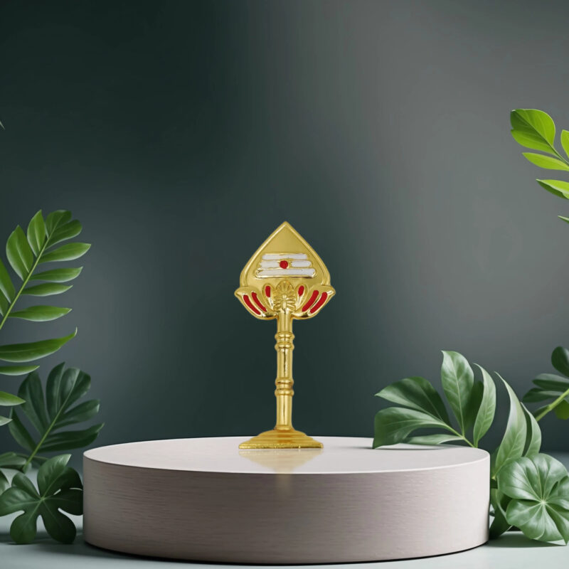 Divine Gold-Plated Shree Ram Tilak Symbol on Stand