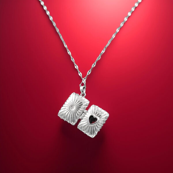 Silver Heart Glow – Dual Charm Necklace - Image 2