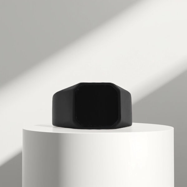 Obsidian Hex Black Ring