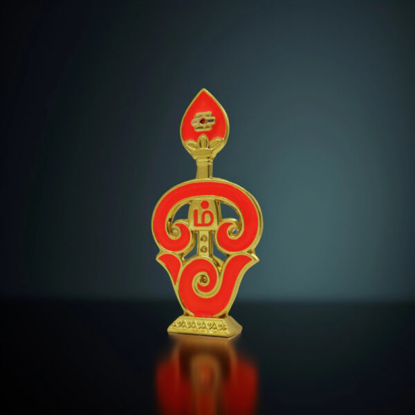 Divine Vel Symbol with Tamil "Ma" – Gold-Plated Spiritual Idol