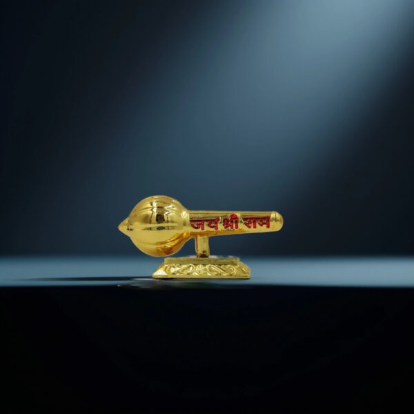 Divine Hanuman Mini Gada on Stand – Gold Finish - Image 2