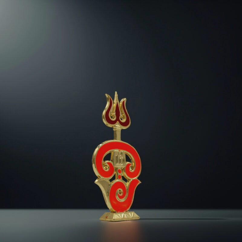 Divine Trishul Damru Om Symbol – Gold-Plated Spiritual Idol