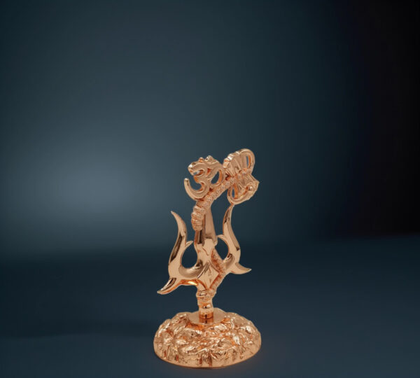 Rose Gold Divine Shiva Trishul with Om & Snake – Sacred Decor Piece - Image 3
