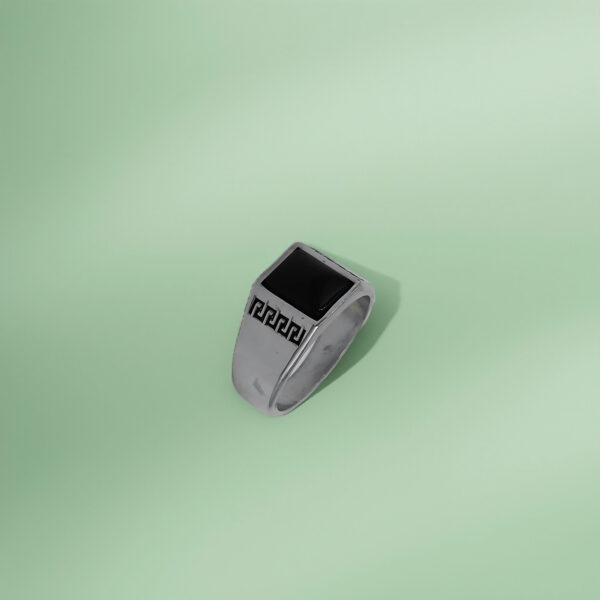 Obsidian Crest Silver Ring - Image 3
