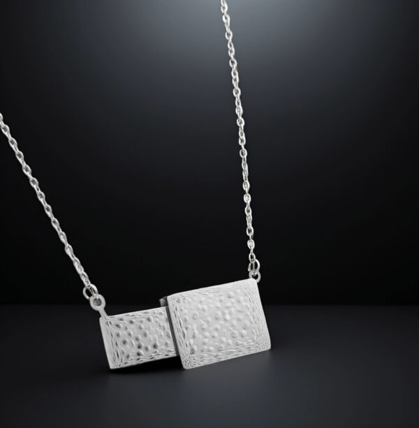 Eterna Silver – Dual Textured Square Pendant Necklace