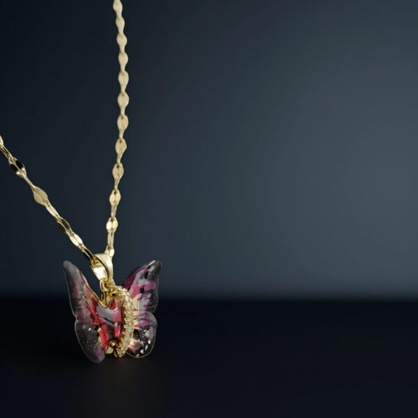 Eternal Flutter – Red Butterfly Pendant Necklace - Image 3