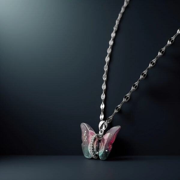 Eternal Flutter – Multicolor Butterfly Pendant Necklace