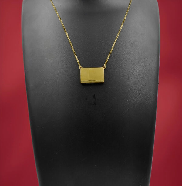 Golden Legacy – Engravable Square Pendant Necklace - Image 2