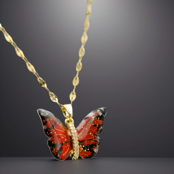 Eternal Flutter – Red Butterfly Pendant Necklace